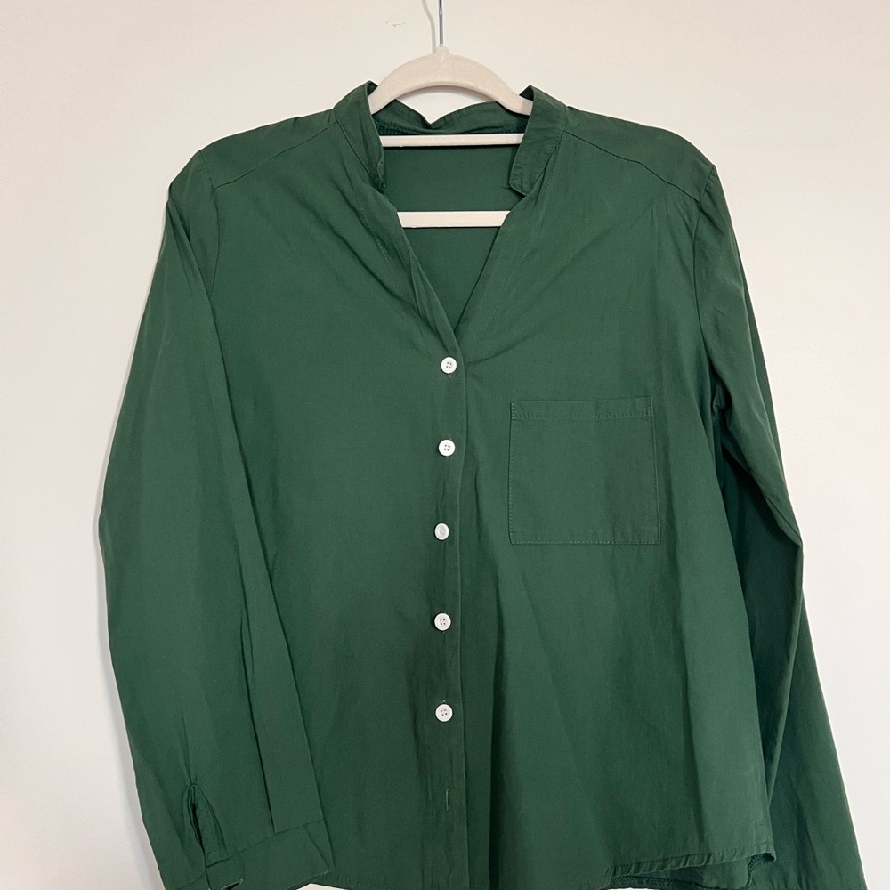 Green Button-Up Women's Top